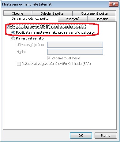 cesta ke kořenové složce na INBOX