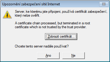 potvrzení bezpečnostního certifikátu